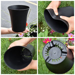 lot pots fleurs plastique noir moderne jardinières plantes succulentes décoration jardin culture intérieur