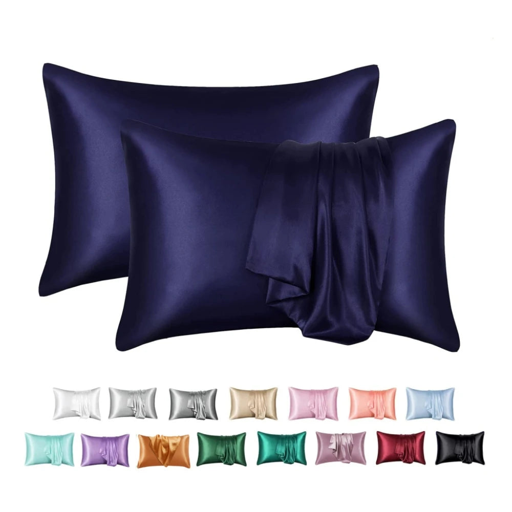 protège oreiller moderne soie brillante housse protection lit élégante couleur unie