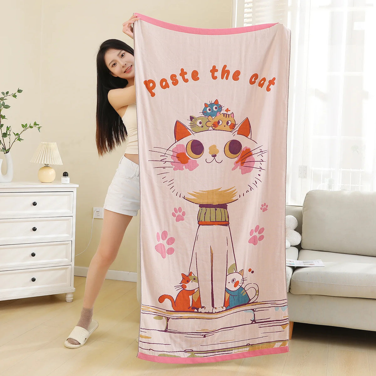 serviette bain coton biologique noël dessin animé moderne rectangle opaque lavable machine haute absorption