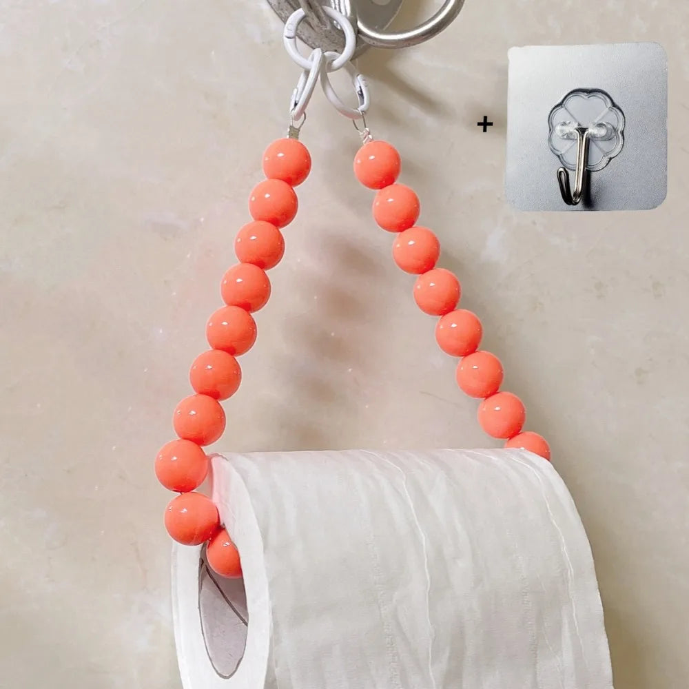 support rouleau papier toilette moderne rondes rose bleu clair blanc 46cm anneaux métalliques salle