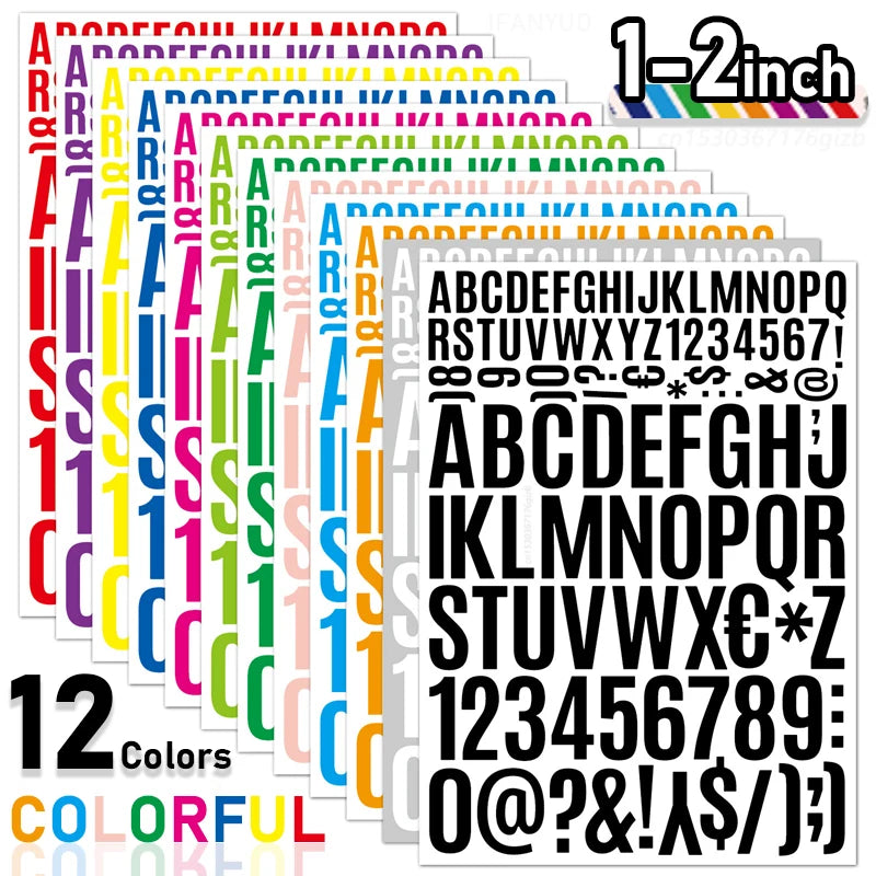 sticker autocollant lettre chiffre symbole multicolore classique deco papeterie scrapbooking journal agenda planificateur álbum