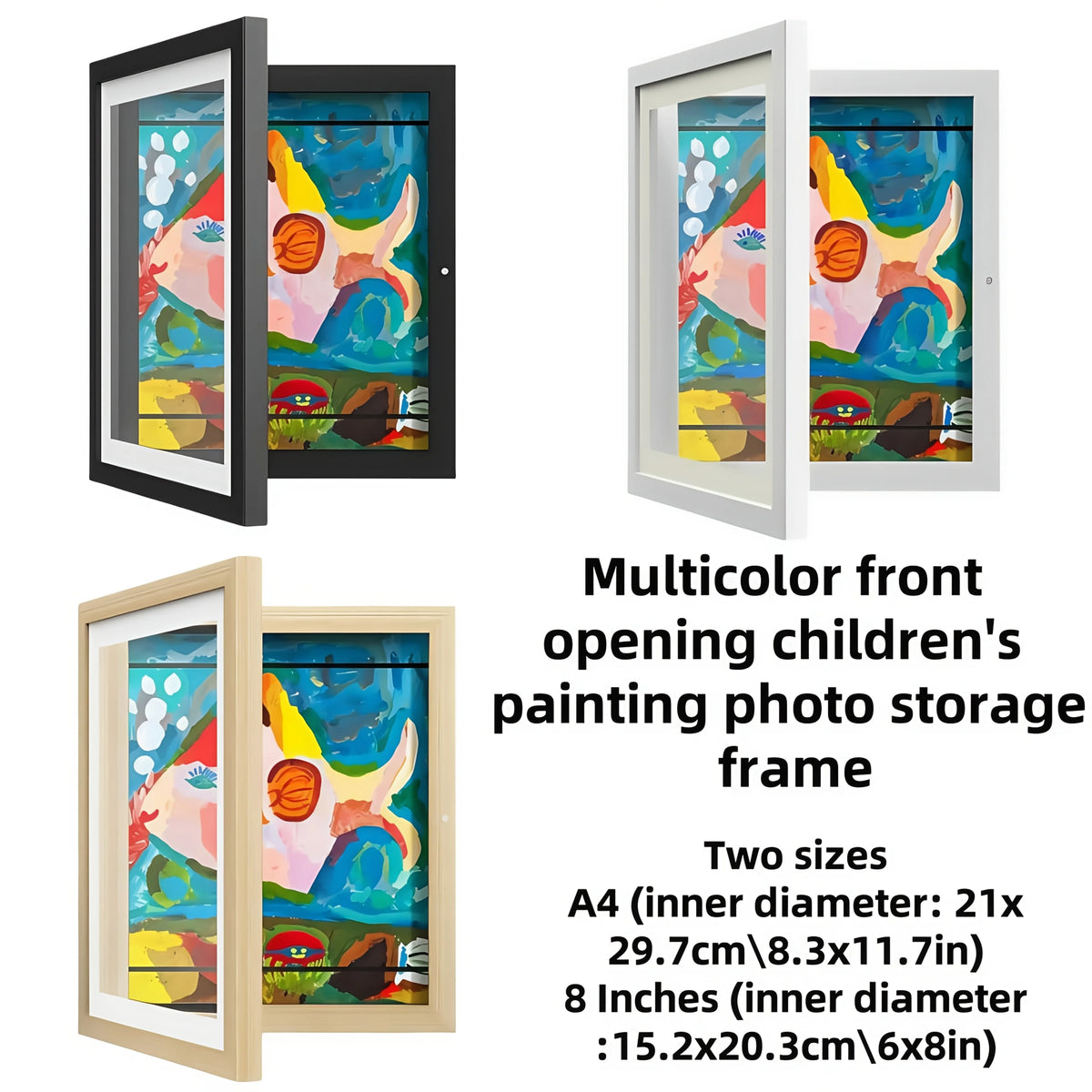 cadre enfant peinture moderne noir abstrait magnétique frontal élastique boulons mur a4 8pouces