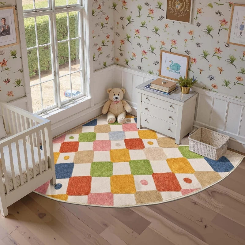 tapis multicolore géométrique moderne chambre salon doux confortable polyester blanc