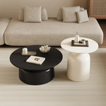 table basse moderne bois rondes finition pierre blanc noir salon chambre