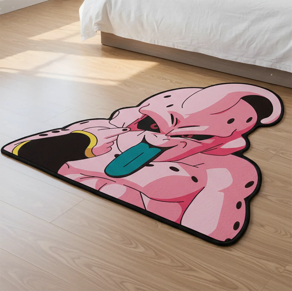 tapis dragon ball personnages dessins animés noir blanc bleu orange rose jaune gris