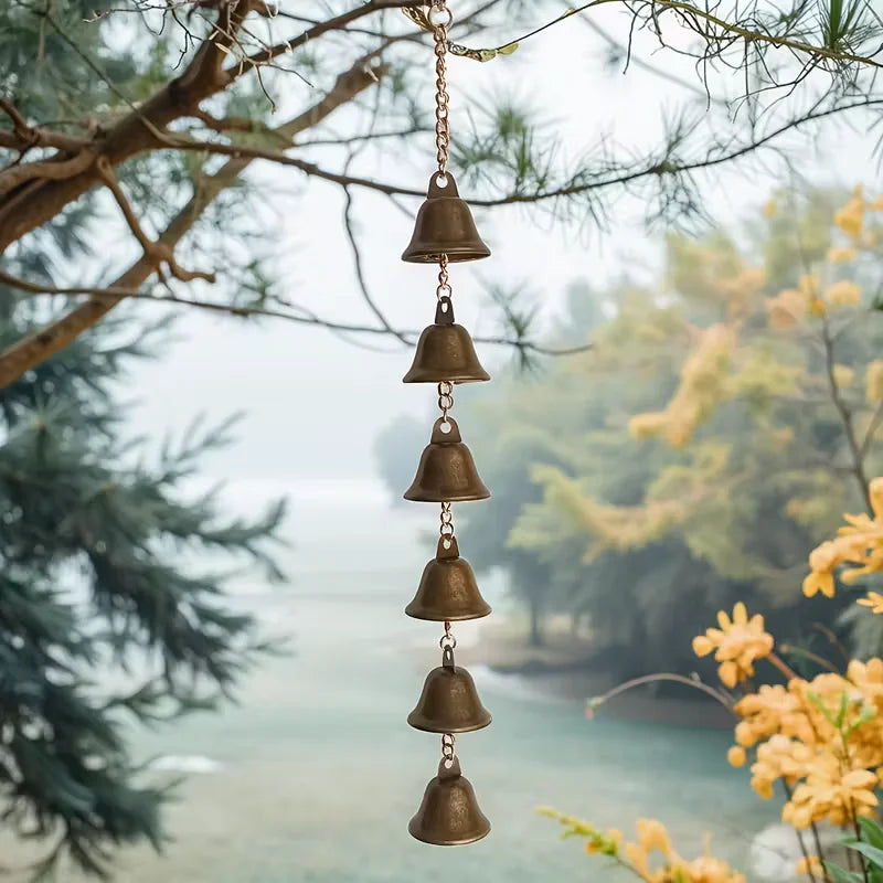 guirlande cloches métal bronze vert zen bohème chaîne décorative suspendue intérieur extérieur