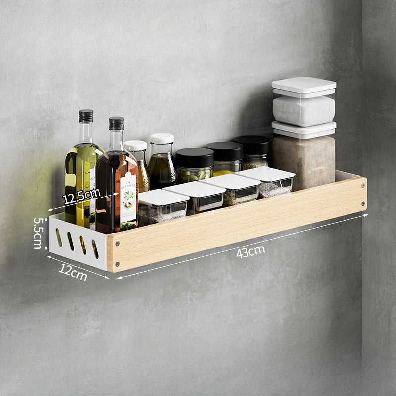 étagère murale bois marron bouteilles condiments huile d'olive moderne vis fixations rechargeable multifonctionnelle