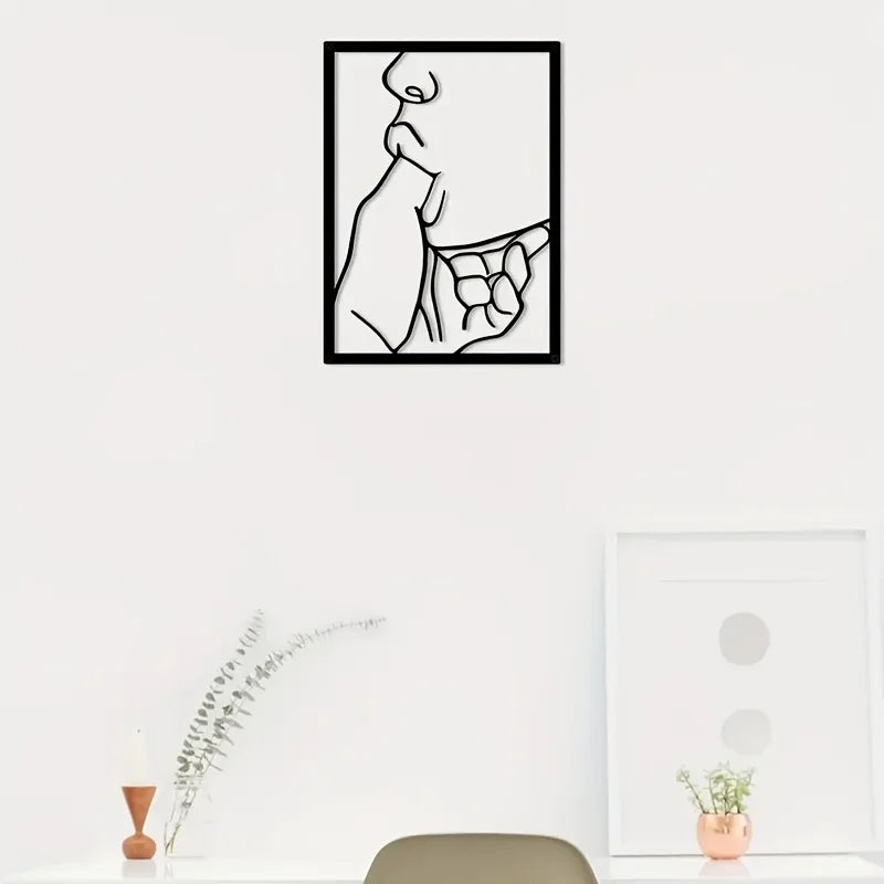 tableau mural abstrait minimaliste contemporain fer noir blanc résistant rouille