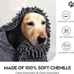 serviette bain chien chenille pattes imprimées grise bleue blanche confortable pratique
