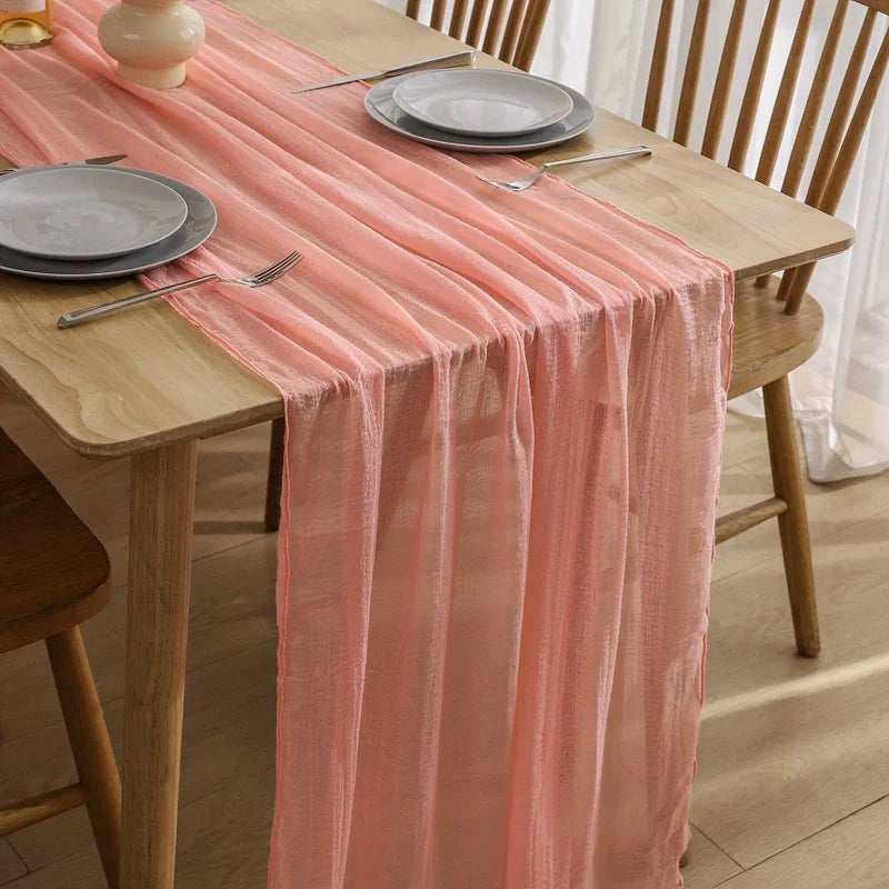 chemin table vert pastel rayures horizontales classique opaque maison polyester coton deco reception mariage