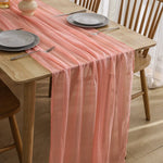 chemin table vert pastel rayures horizontales classique opaque maison polyester coton deco reception mariage
