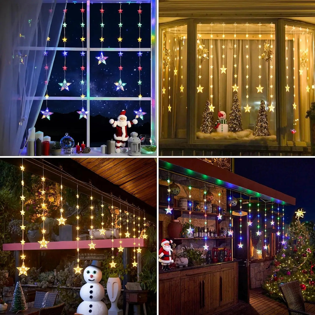 guirlande lumineuse étoiles blanc doré moderne 30 led solaire adhésif chambre patio