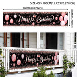 bannière anniversaire enfant moderne happy birthday ballons confettis clips doré noir festive