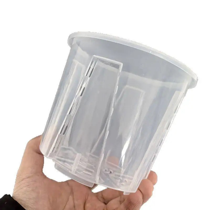 pots orchidées transparents plastique ventilation grille short fat 18cm