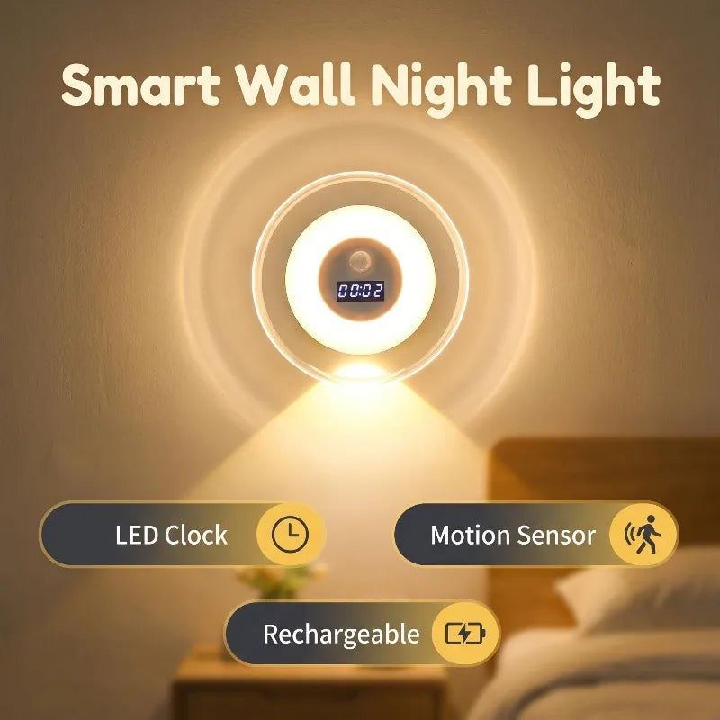 lampe nuit murale intelligente blanc cadran numérique minimaliste