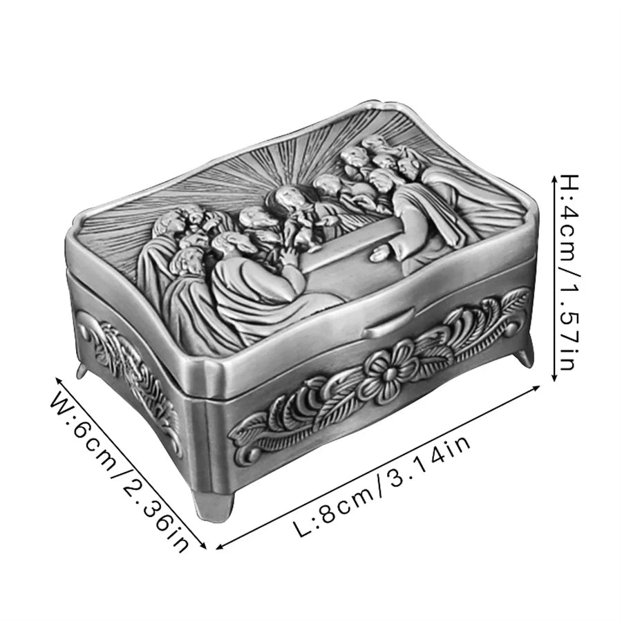 boîte bijoux argentée ornements floraux classique réutilisable rangement bijoux baroque cadenas vintage