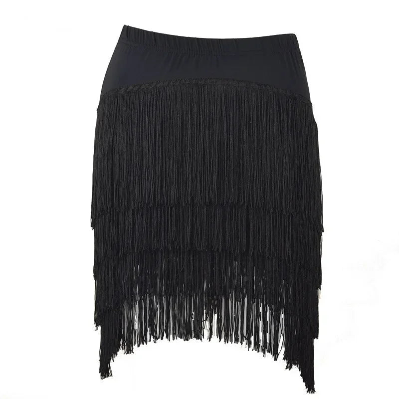 franges dentelle polyester jupe danse latine decoration partie moderne rouge noir vert bleu violet