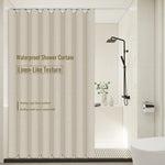 rideau douche beige texturé lin polyester moderne minimaliste opacité totale tringle pesé