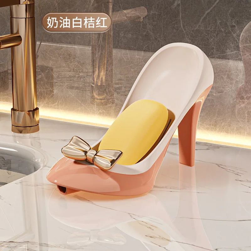 porte savon sabot talon rose noir brillant transparent moderne salle bain