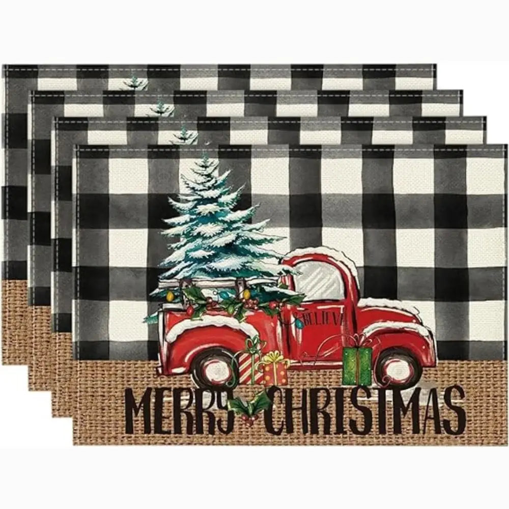 serviettes table noël flocons arbre bonhomme merry christmas let it snow gris rouge vert