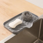 support savon gris rayures adhésif moderne brosse savon pompe utilisation multiple cuisine évier