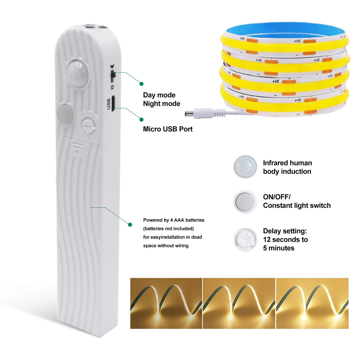 Ruban LED COB de couleur bleu ciel dans une cuisine moderne