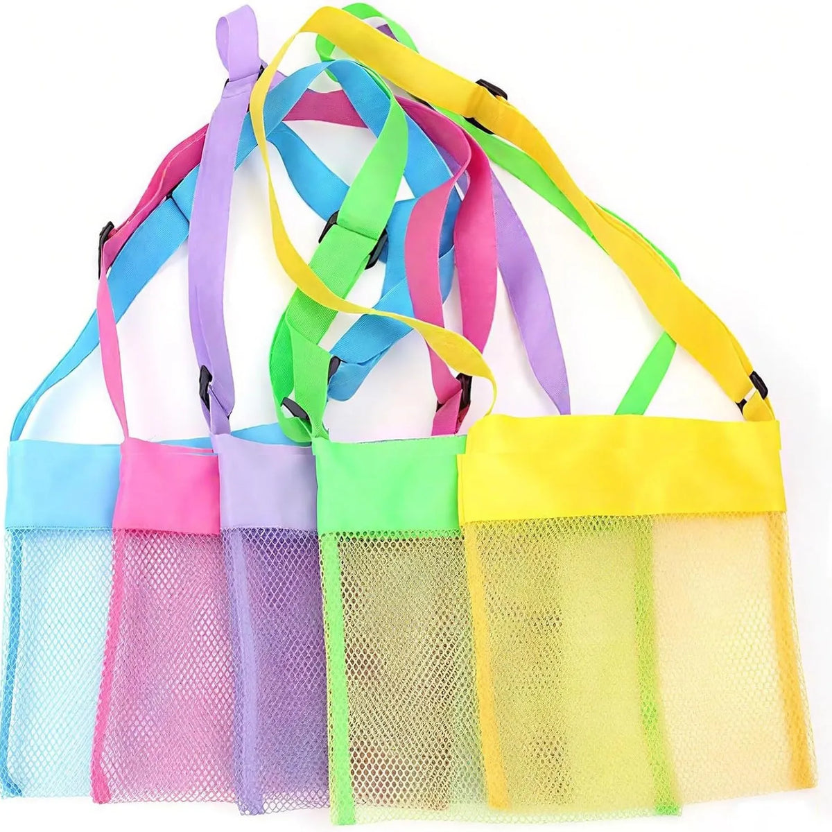 sac main pliable polyester rose bleu vert maille moderne casual boutons pression poignées amovibles