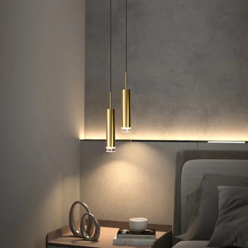 lumière suspendue led moderne minimaliste or blanc gris chambre salonhôtel