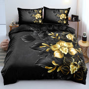 Housse de couette 260x240 fleurs 3D imprimée personnalisable - Ensemble linge de lit polyester