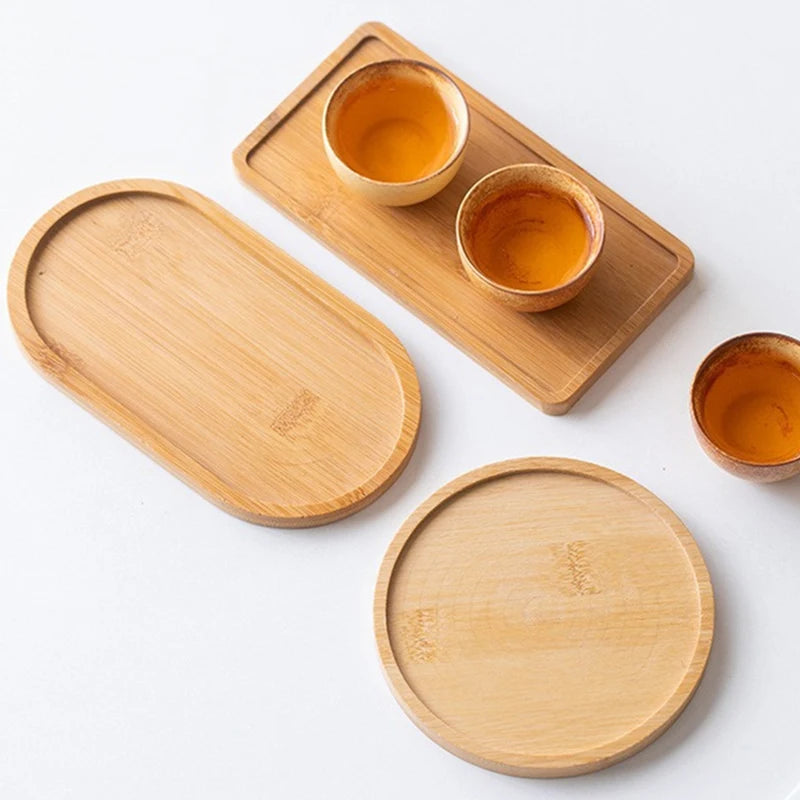 assiettes bambou naturel minimaliste assiettes décoratives rustiques plateaux thé tasses coquetiers