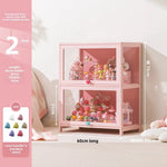 meuble rangement moderne portes transparent rose clair bambou 80cm large