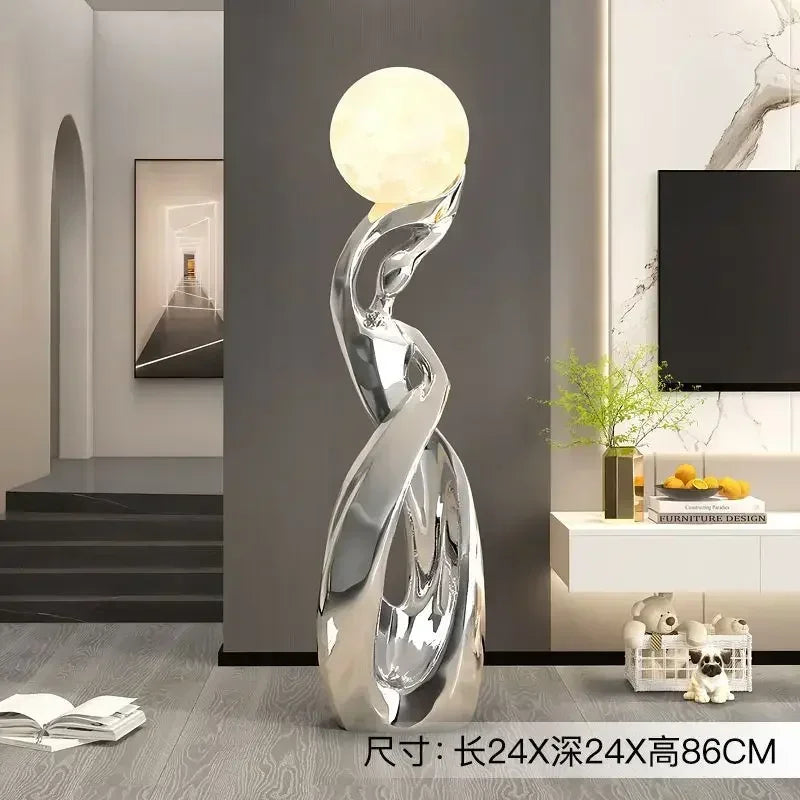 lampe pied moderne sculptural noir beige rose argenté sphère lumineuse moderne designintérieur led chambre