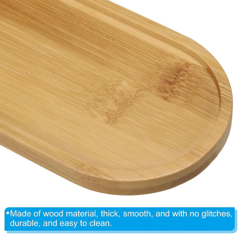 plateau ovale bois naturel minimaliste moderne élégance intérieur servir pot fleurs sous tasses assiette