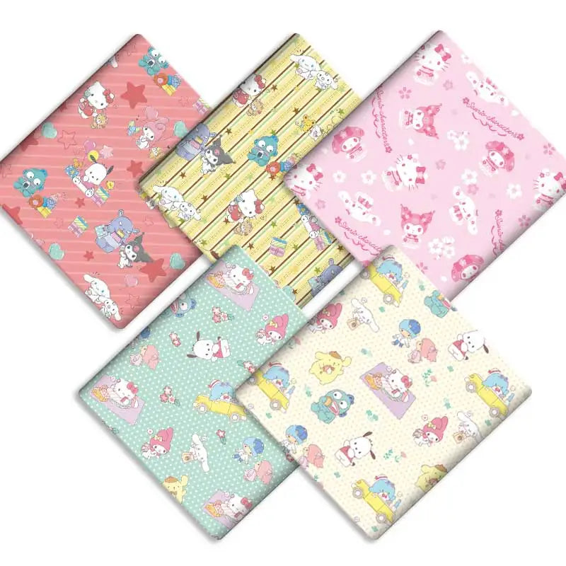 tissu coton imprimé dessins animés kawaii rose vert jaune blanc protège cahier rideau robe