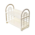 étagère deux niveaux blanc moderne rangement salle bain cosmétiques polyester réutilisable grande capacité