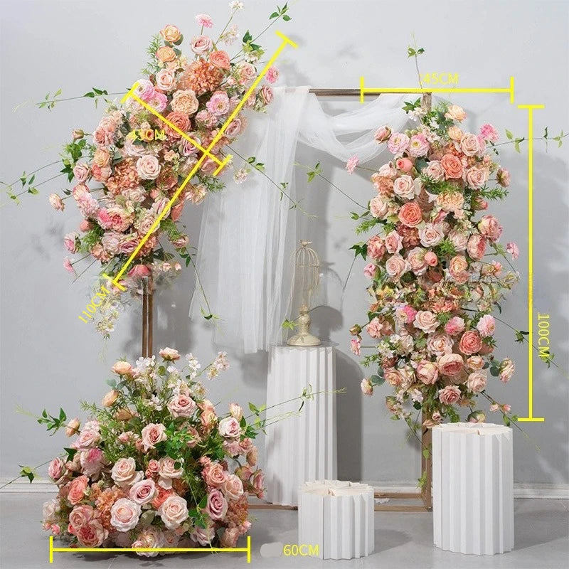 arche decorative fleurs artificielles hortensia rose blanc romantique intérieur anniversaire mariage