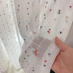 rideaux fenetre transparents motif dentelle vintage rustique inclusion tulle blanc crem orange bleu vert