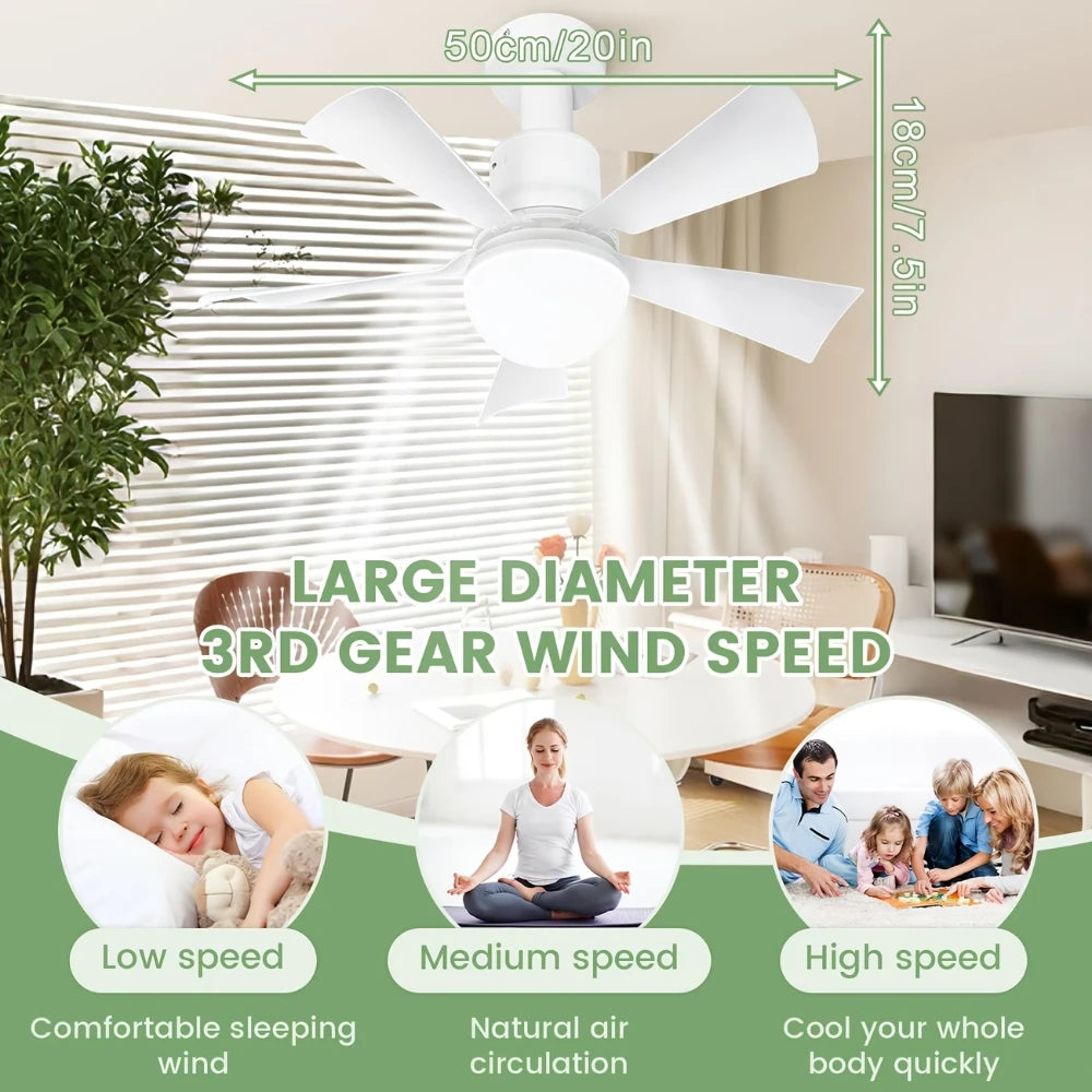ventilateur moderne blanc lampe e27 télécommande led variable cuisine chambre