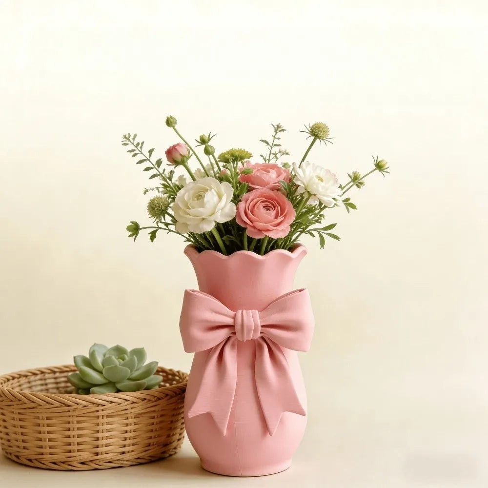 vase table moderne élégant verre cristal rose clair nœud doux