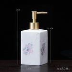 distributeur savon liquide céramique blanc bleu fleurs classique salle bains 280ml 450ml