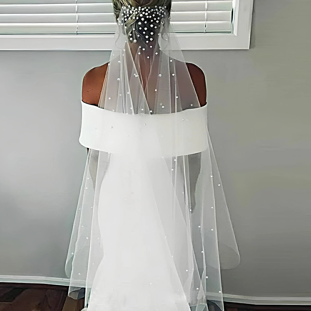 voile mariée blanches classique translucide off shoulder élégante romantique bride adult size
