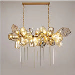 chandelier moderne led bleu noir verre métal opacité 27x40cm 105x160cm