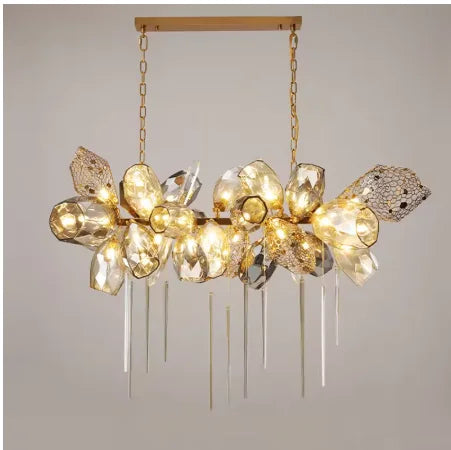 chandelier moderne led bleu noir verre métal opacité 27x40cm 105x160cm