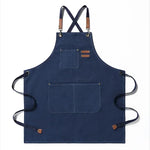 tablier toile coton gris classique poche fermeture boucles métal vintage cuisine chef