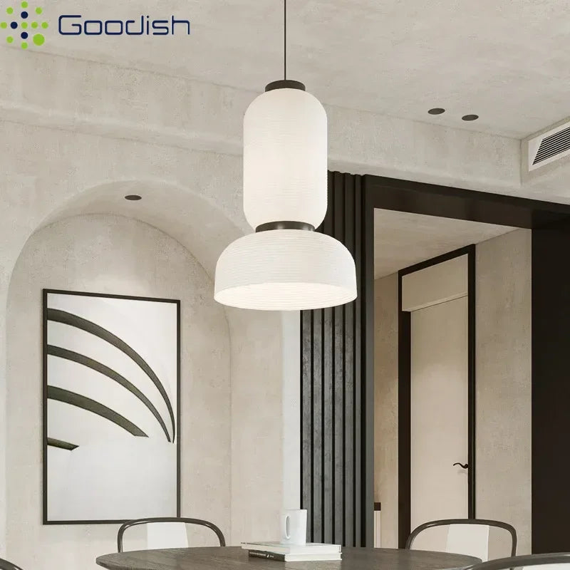 suspension lumineuse moderne blanc rayures horizontales opacité 25w 90260v 2000lm