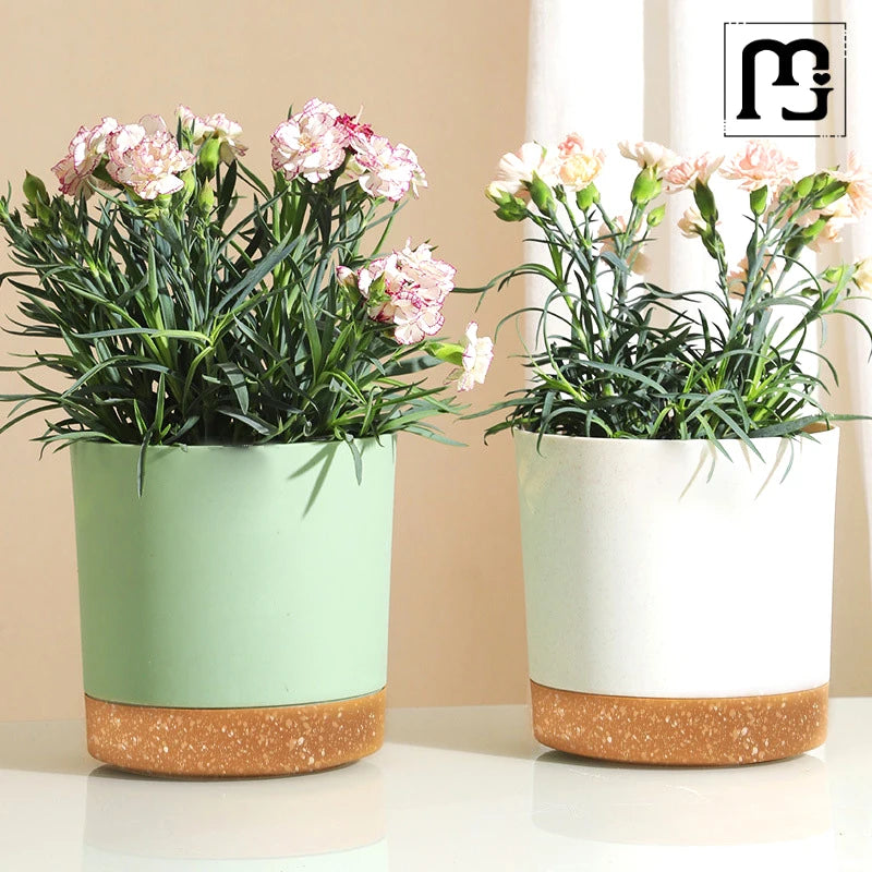 pots fleurs plastique modernes vert clair foncé gris drainage balcon jardin 165cm 145cm 25cm