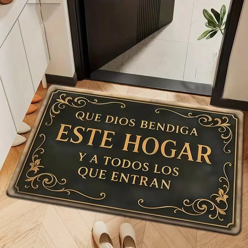 tapis d'entrée moderne vert foncé imprimé pattes animaux ornement doré 30x50cm 40x60cm 50x80cm résistant