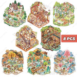 autocollants cartoon scènes miniatures animaux paysages multicolores opaques détaillés enfants