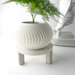 cache pot moderne rayures verticales couleur beige biodégradable pla durable écologiqueintérieur