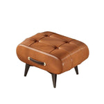 pouf cuir marron vert orange moderne vintage boutons carrés pieds noirs